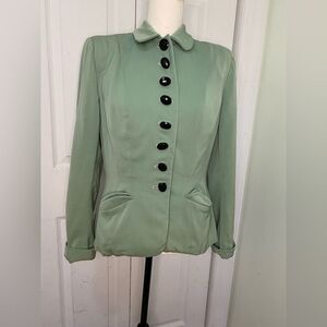 1940 The Denver Wool Gabardine Vanilla Mint Green Tailored Jacket